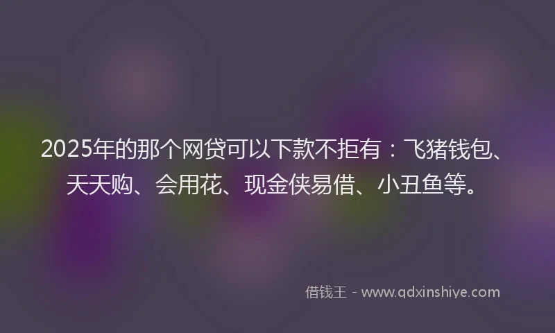 2025年的那个网贷可以下款不拒有：飞猪钱包、天天购、会用花、现金侠易借、小丑鱼等。