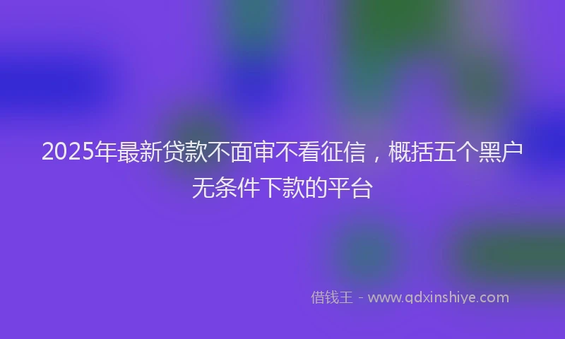 2025年最新贷款不面审不看征信，概括五个黑户无条件下款的平台