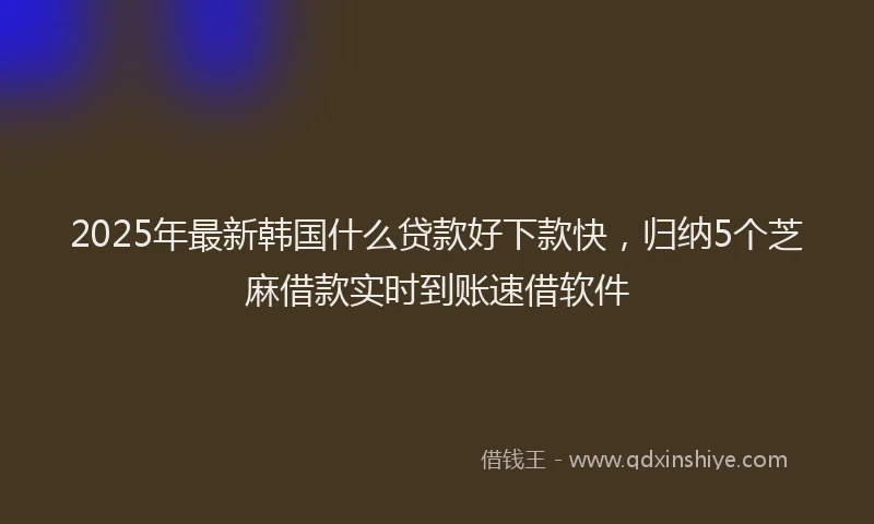 2025年最新韩国什么贷款好下款快，归纳5个芝麻借款实时到账速借软件