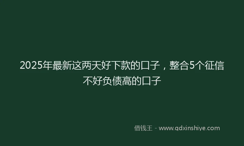 2025年最新这两天好下款的口子，整合5个征信不好负债高的口子