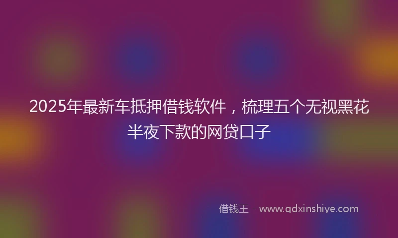 2025年最新车抵押借钱软件，梳理五个无视黑花半夜下款的网贷口子