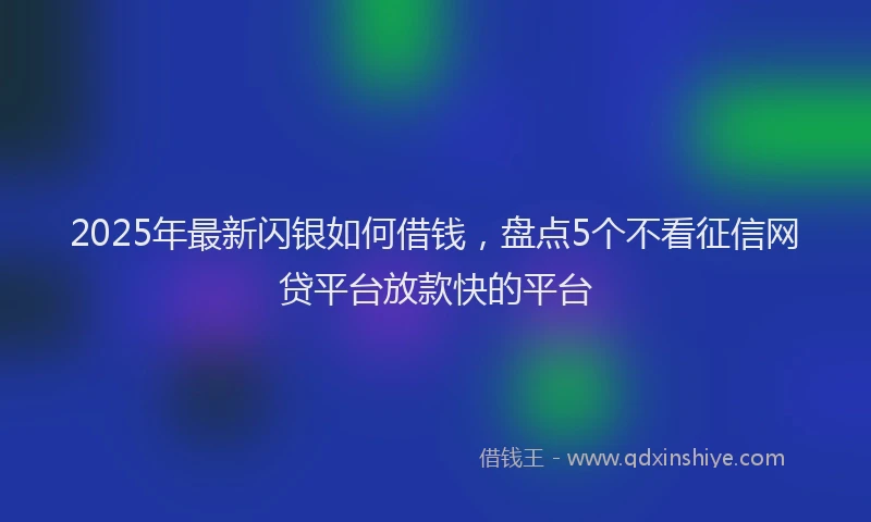 2025年最新闪银如何借钱，盘点5个不看征信网贷平台放款快的平台