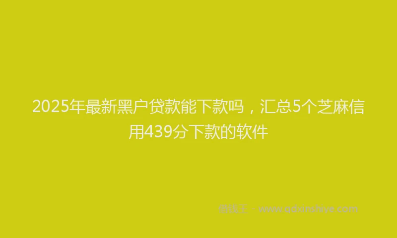 2025年最新黑户贷款能下款吗，汇总5个芝麻信用439分下款的软件