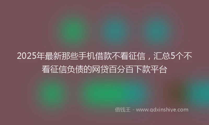 2025年最新那些手机借款不看征信，汇总5个不看征信负债的网贷百分百下款平台