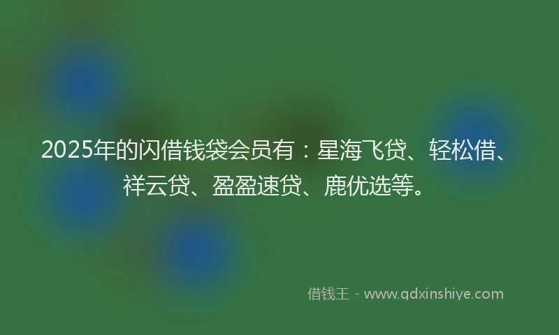 2025年的闪借钱袋会员有：星海飞贷、轻松借、祥云贷、盈盈速贷、鹿优选等。
