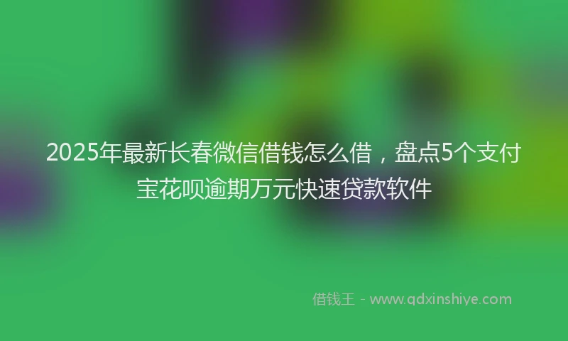 2025年最新长春微信借钱怎么借，盘点5个支付宝花呗逾期万元快速贷款软件