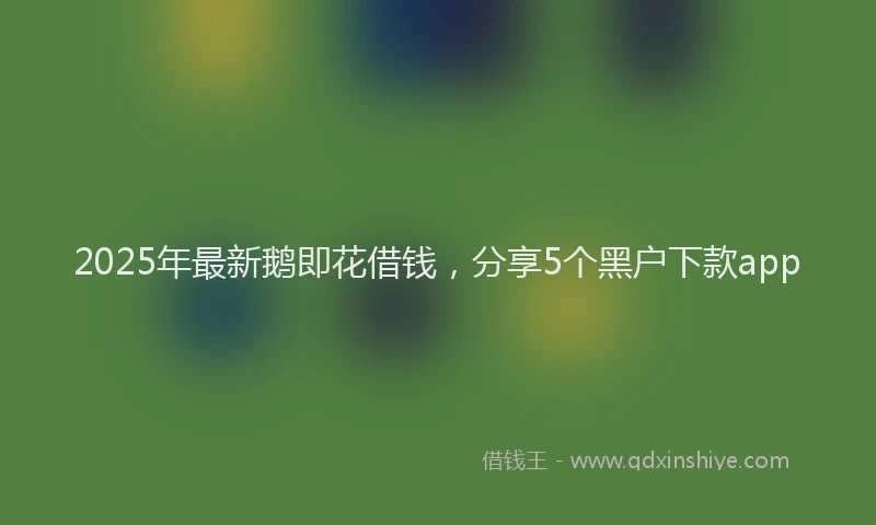 2025年最新鹅即花借钱，分享5个黑户下款app