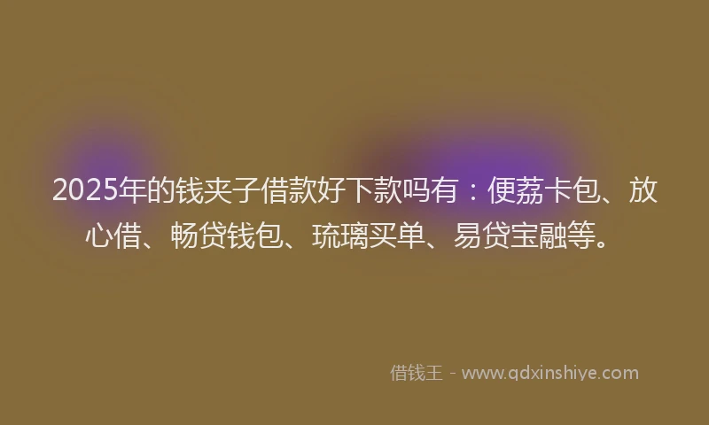 2025年的钱夹子借款好下款吗有：便荔卡包、放心借、畅贷钱包、琉璃买单、易贷宝融等。