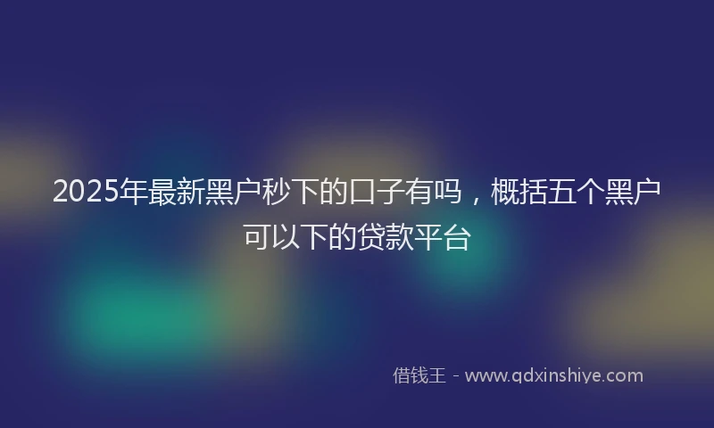 2025年最新黑户秒下的口子有吗，概括五个黑户可以下的贷款平台
