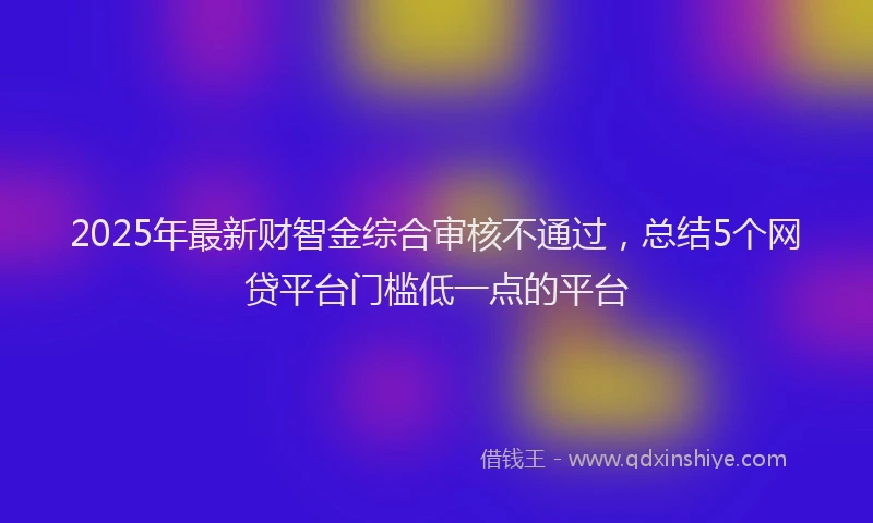 2025年最新财智金综合审核不通过，总结5个网贷平台门槛低一点的平台