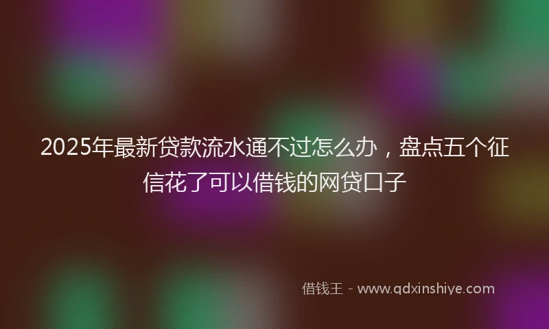 2025年最新贷款流水通不过怎么办，盘点五个征信花了可以借钱的网贷口子