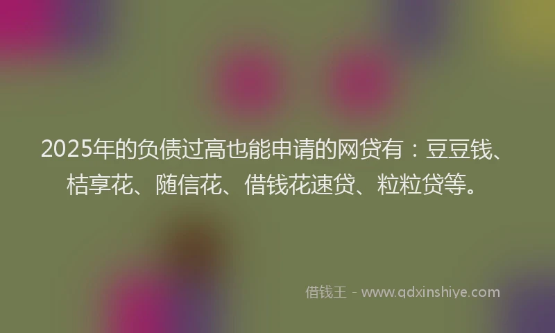 2025年的负债过高也能申请的网贷有：豆豆钱、桔享花、随信花、借钱花速贷、粒粒贷等。
