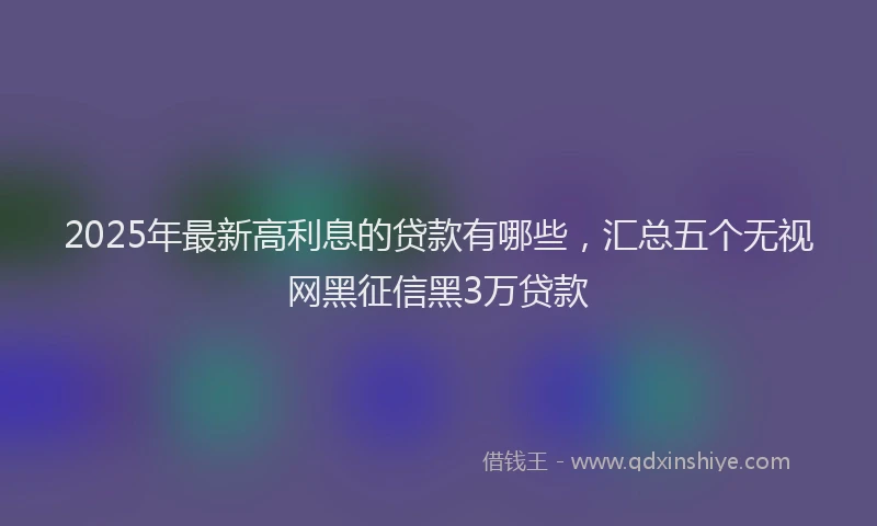 2025年最新高利息的贷款有哪些，汇总五个无视网黑征信黑3万贷款