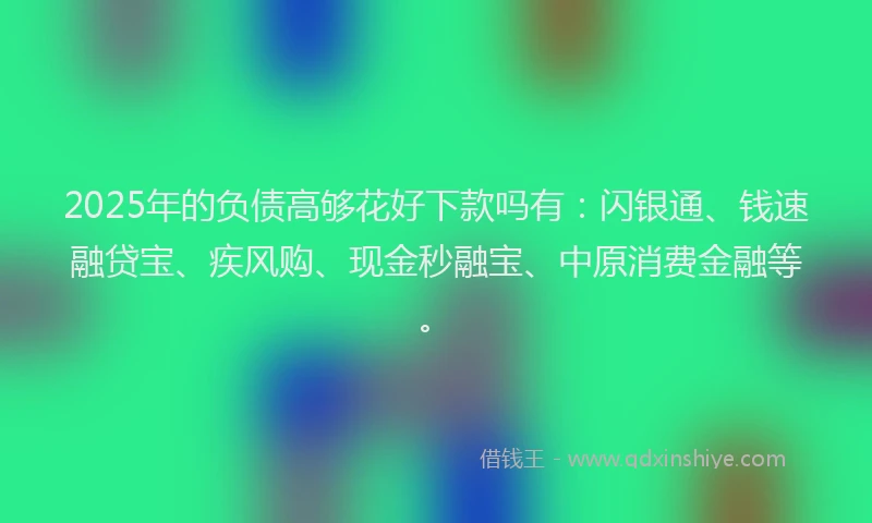 2025年的负债高够花好下款吗有：闪银通、钱速融贷宝、疾风购、现金秒融宝、中原消费金融等。