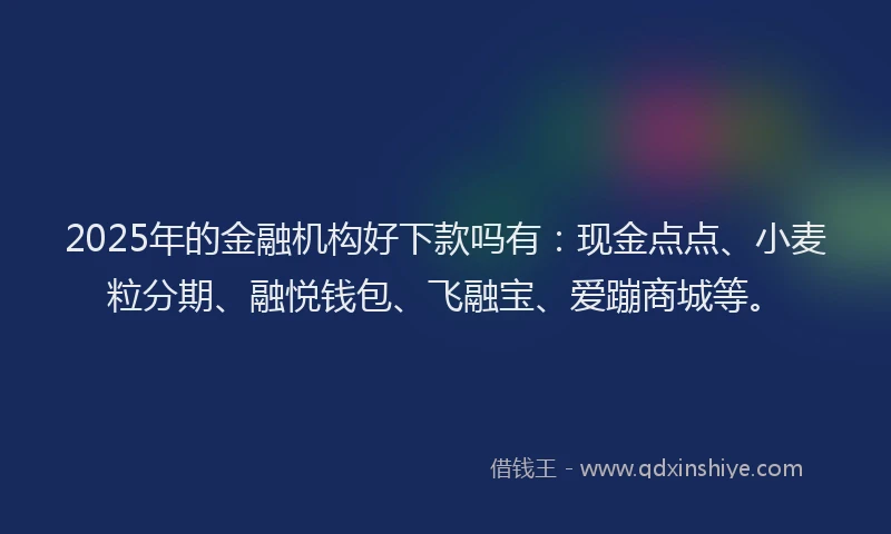 2025年的金融机构好下款吗有：现金点点、小麦粒分期、融悦钱包、飞融宝、爱蹦商城等。