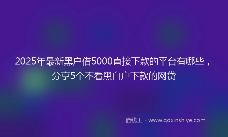 2025年最新黑户借5000直接下款的平台有哪些，分享5个不看黑白户下款的网贷
