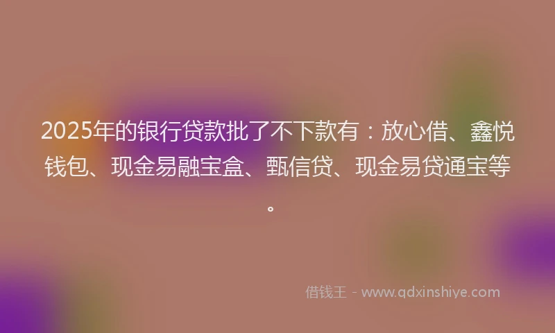2025年的银行贷款批了不下款有：放心借、鑫悦钱包、现金易融宝盒、甄信贷、现金易贷通宝等。