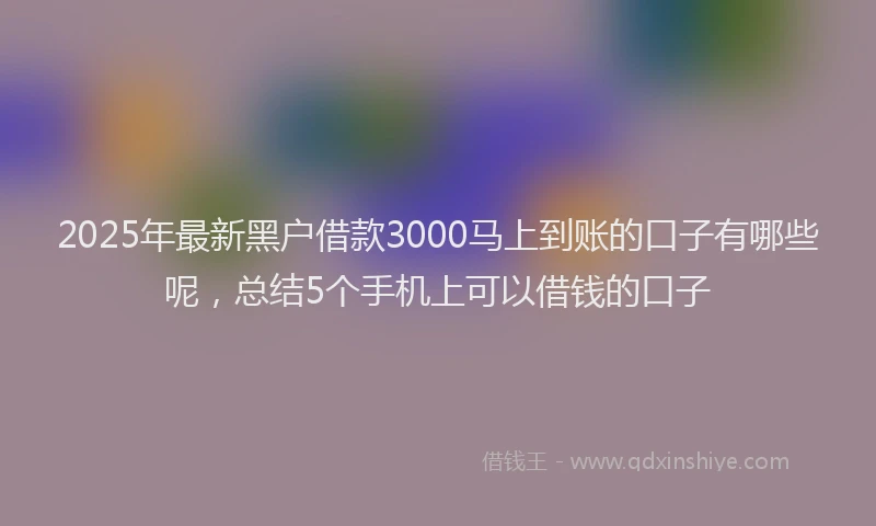 2025年最新黑户借款3000马上到账的口子有哪些呢，总结5个手机上可以借钱的口子
