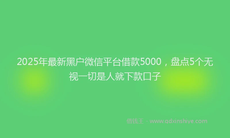2025年最新黑户微信平台借款5000，盘点5个无视一切是人就下款口子