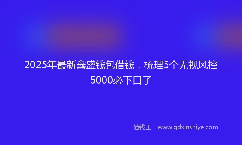 2025年最新鑫盛钱包借钱，梳理5个无视风控5000必下口子