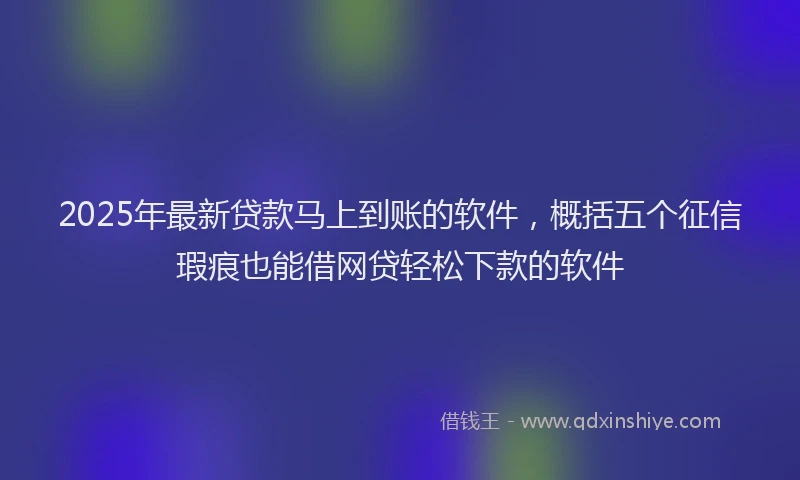 2025年最新贷款马上到账的软件，概括五个征信瑕疵也能借网贷轻松下款的软件