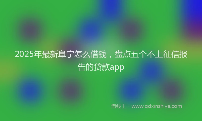 2025年最新阜宁怎么借钱，盘点五个不上征信报告的贷款app