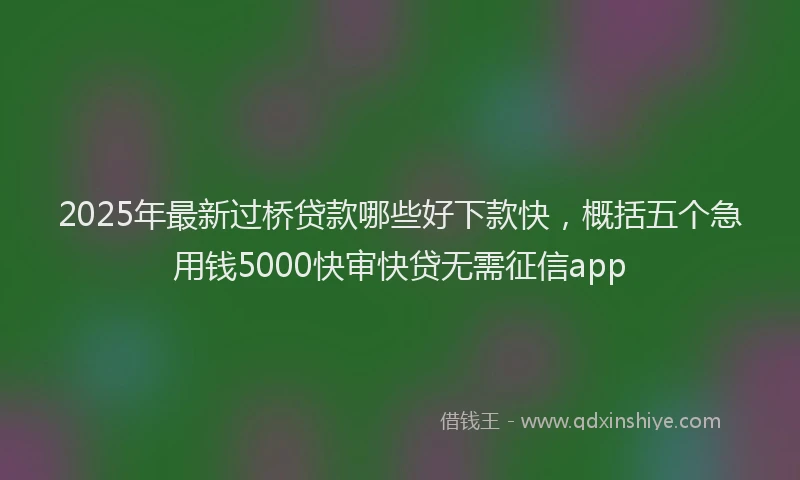 2025年最新过桥贷款哪些好下款快，概括五个急用钱5000快审快贷无需征信app