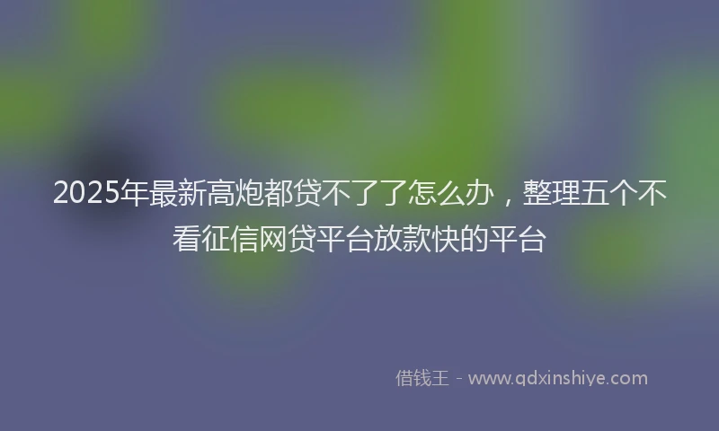 2025年最新高炮都贷不了了怎么办，整理五个不看征信网贷平台放款快的平台