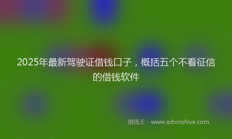 2025年最新驾驶证借钱口子，概括五个不看征信的借钱软件