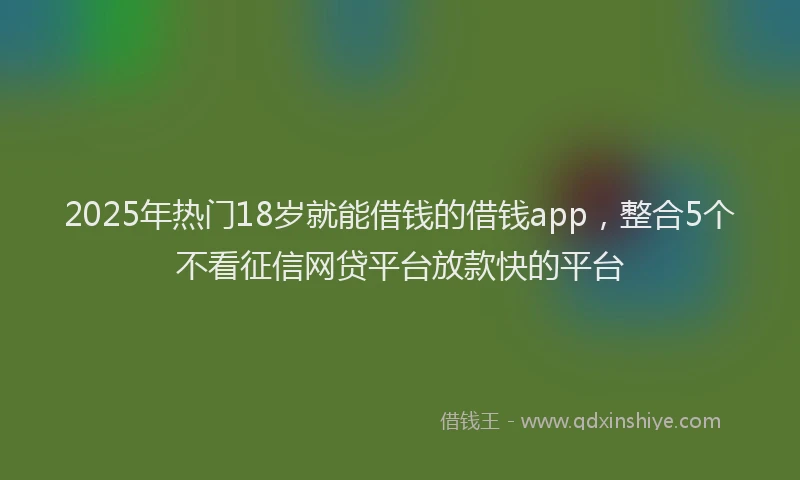 2025年热门18岁就能借钱的借钱app，整合5个不看征信网贷平台放款快的平台