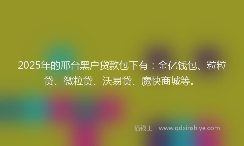 2025年的邢台黑户贷款包下有：金亿钱包、粒粒贷、微粒贷、沃易贷、魔快商城等。