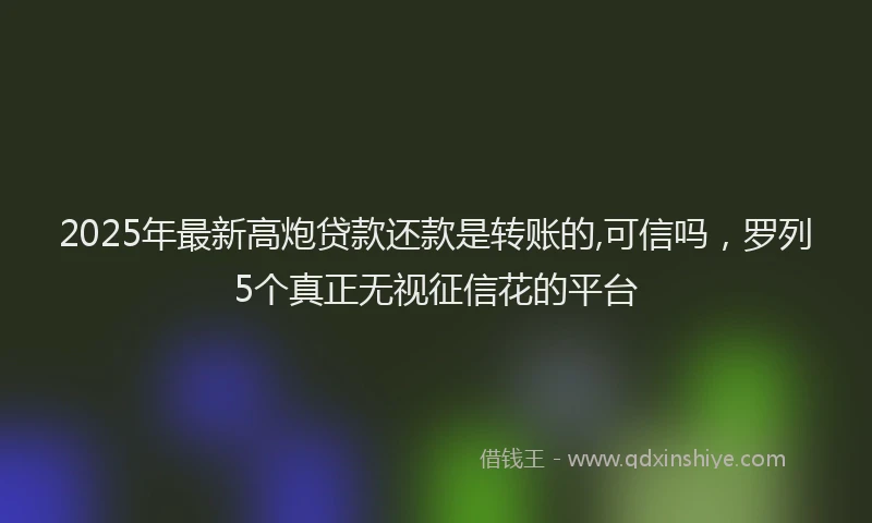2025年最新高炮贷款还款是转账的,可信吗，罗列5个真正无视征信花的平台