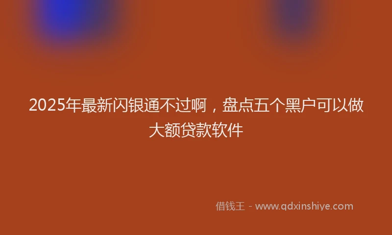 2025年最新闪银通不过啊，盘点五个黑户可以做大额贷款软件