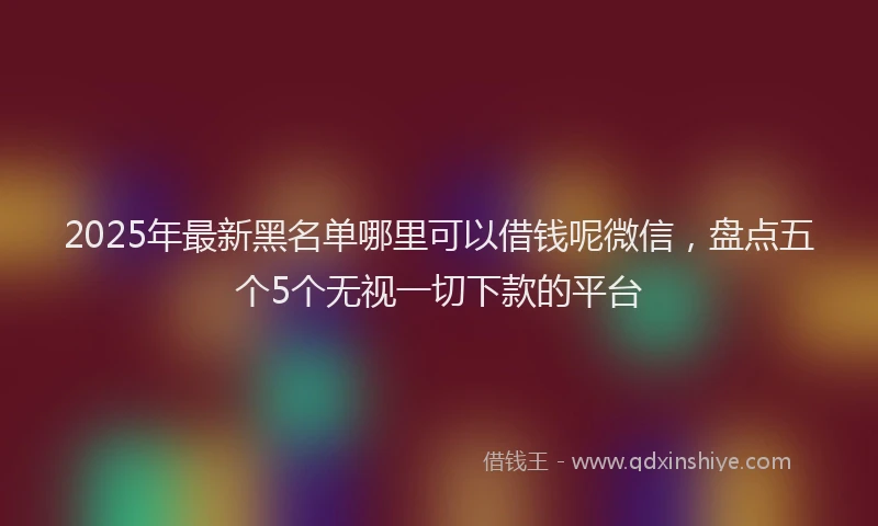 2025年最新黑名单哪里可以借钱呢微信，盘点五个5个无视一切下款的平台