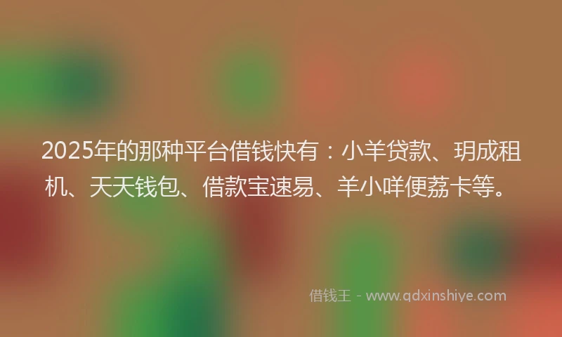 2025年的那种平台借钱快有：小羊贷款、玥成租机、天天钱包、借款宝速易、羊小咩便荔卡等。