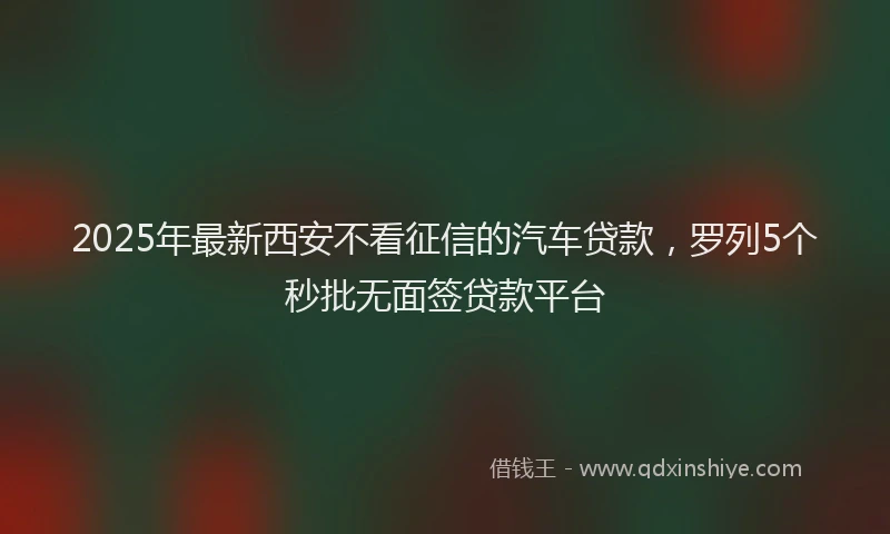 2025年最新西安不看征信的汽车贷款，罗列5个秒批无面签贷款平台