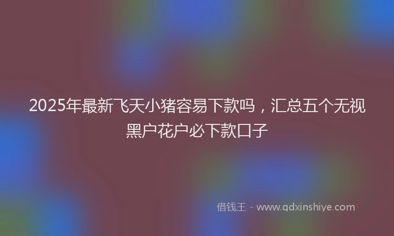 2025年最新飞天小猪容易下款吗，汇总五个无视黑户花户必下款口子