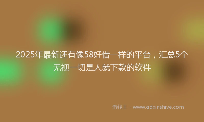 2025年最新还有像58好借一样的平台，汇总5个无视一切是人就下款的软件