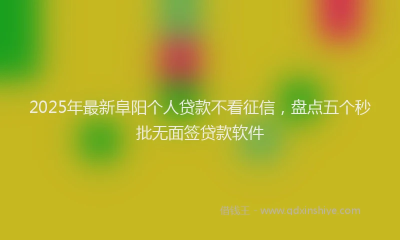 2025年最新阜阳个人贷款不看征信，盘点五个秒批无面签贷款软件