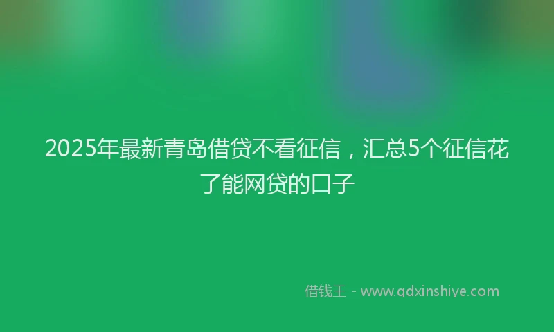 2025年最新青岛借贷不看征信，汇总5个征信花了能网贷的口子
