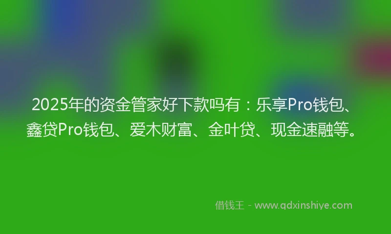 2025年的资金管家好下款吗有：乐享Pro钱包、鑫贷Pro钱包、爱木财富、金叶贷、现金速融等。