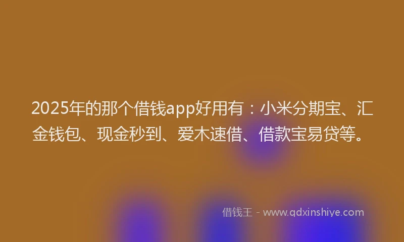 2025年的那个借钱app好用有：小米分期宝、汇金钱包、现金秒到、爱木速借、借款宝易贷等。