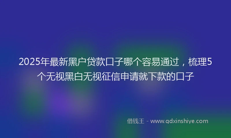 2025年最新黑户贷款口子哪个容易通过，梳理5个无视黑白无视征信申请就下款的口子