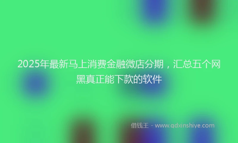 2025年最新马上消费金融微店分期，汇总五个网黑真正能下款的软件