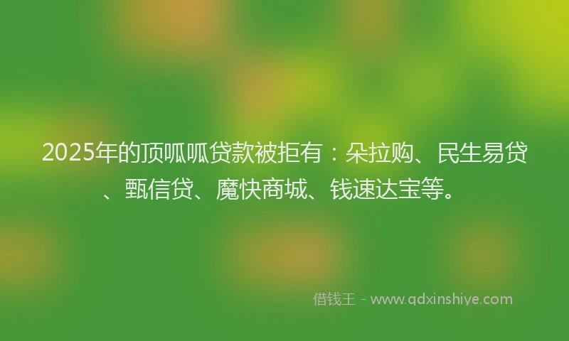 2025年的顶呱呱贷款被拒有：朵拉购、民生易贷、甄信贷、魔快商城、钱速达宝等。
