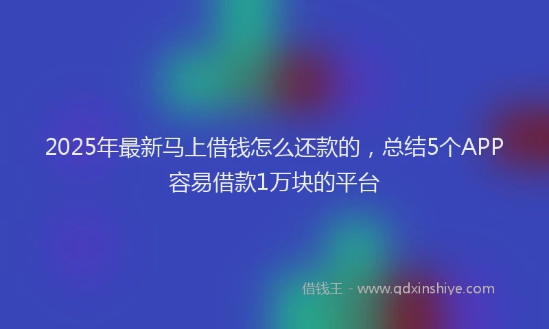 2025年最新马上借钱怎么还款的，总结5个APP容易借款1万块的平台
