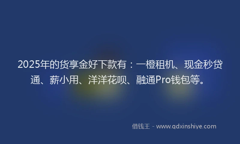 2025年的货享金好下款有：一橙租机、现金秒贷通、薪小用、洋洋花呗、融通Pro钱包等。