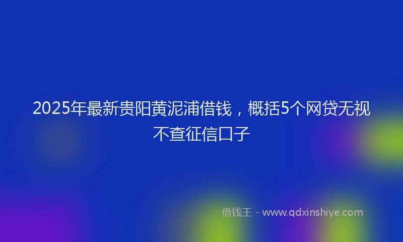 2025年最新贵阳黄泥浦借钱，概括5个网贷无视不查征信口子