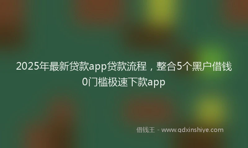 2025年最新贷款app贷款流程，整合5个黑户借钱0门槛极速下款app