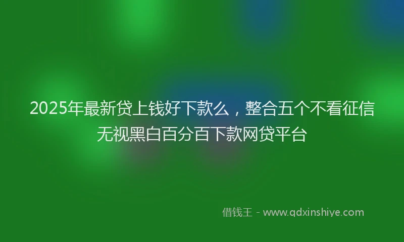 2025年最新贷上钱好下款么，整合五个不看征信无视黑白百分百下款网贷平台